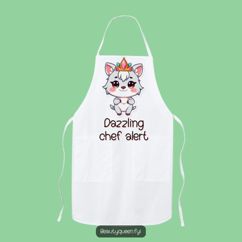 Funny Kitchen Crown Animal Apron - Whimsical Jeweled Cooking