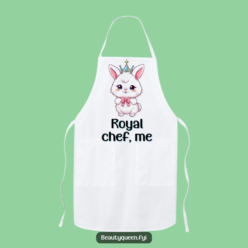 Funny Bunny Crown Apron - Humorous Kitchen Gift for Regal Chefs
