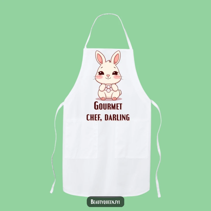 Funny Bunny Necklace Apron - Blushing Chef Rabbit Kitchen Wear - Hilarious Cooking Gift