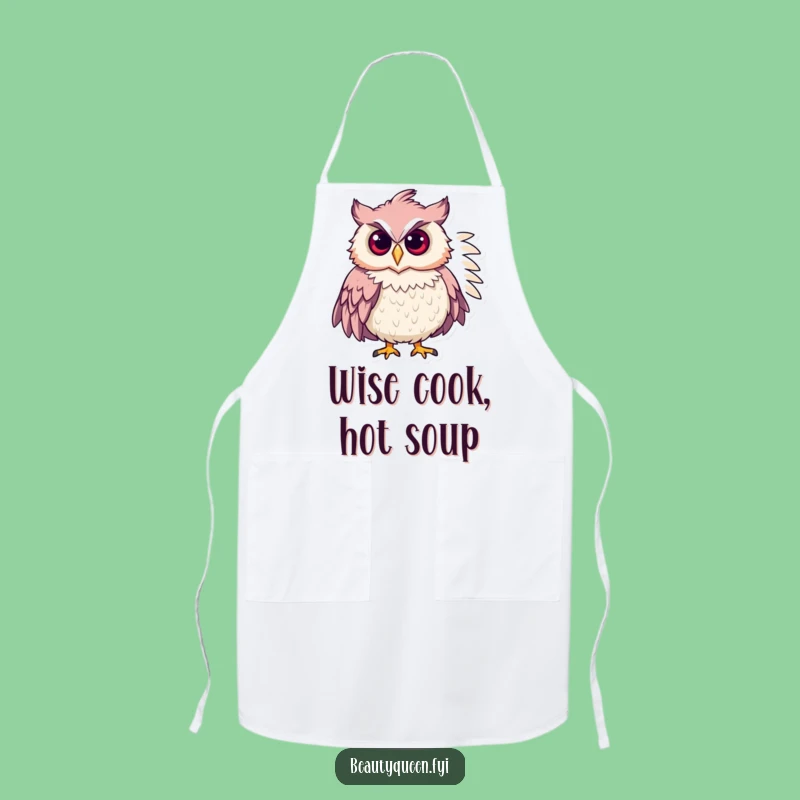 Funny Chic Owl Apron: Kitchen Fashionista Feathered Boa Chef Wear, Perfect Gift!