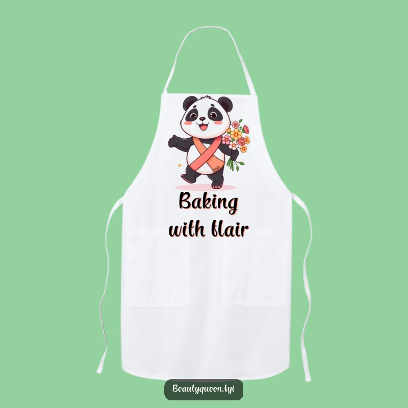 Funny Panda Chef Apron - Festive Flower Bear, Kitchen Joy!