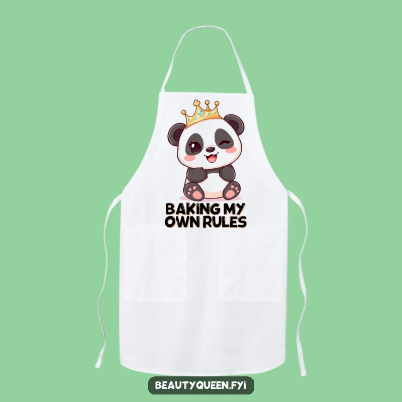 Funny Panda King Crown Apron: Chef's Cute & Humorous Kitchenware Gift