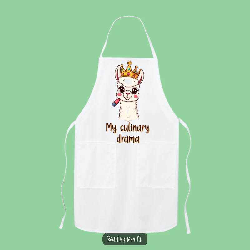 Funny Llama Chef Apron: Sassy Royal Lipstick Pose Kitchen Gift