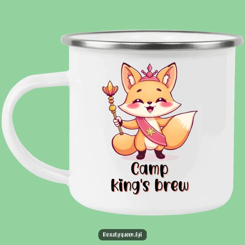 Funny Giggling Fox Camping Mug: Triumphant Outdoor Scepter Cup for a Funny Gift