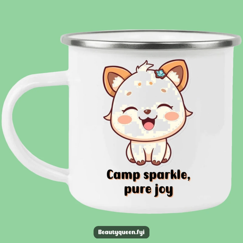 Funny Camping Mug: Happy animal sparkly accessory, enjoy delightful sips