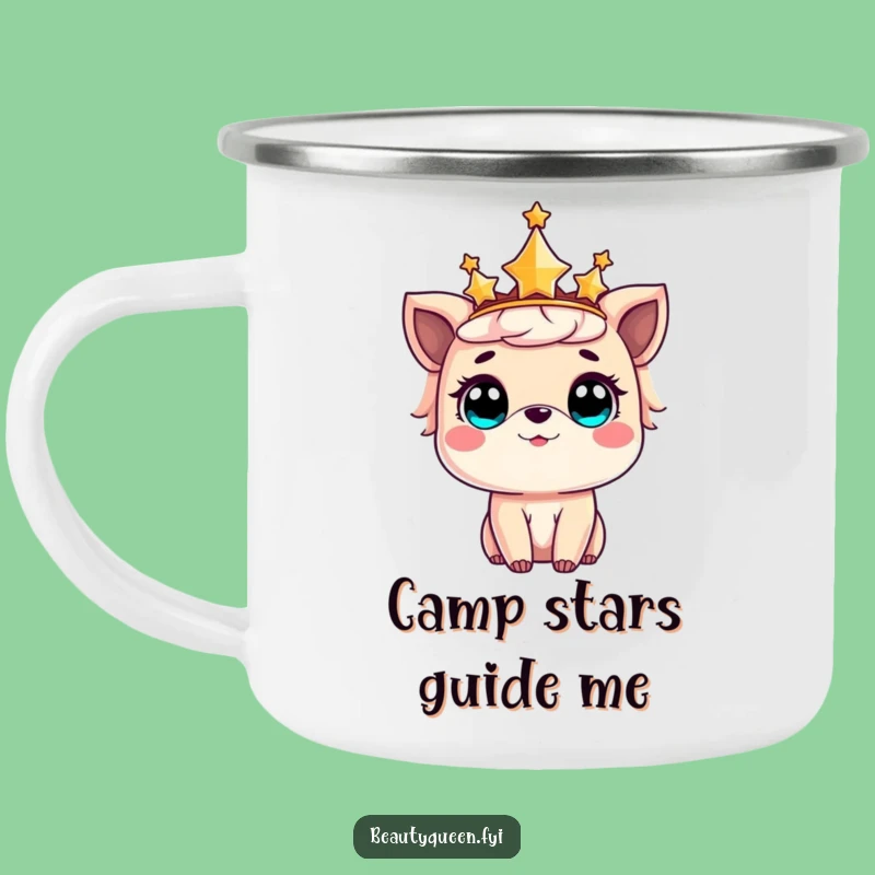 Funny Camping Mug: Star crowned animal amazed, brew magic under the stars
