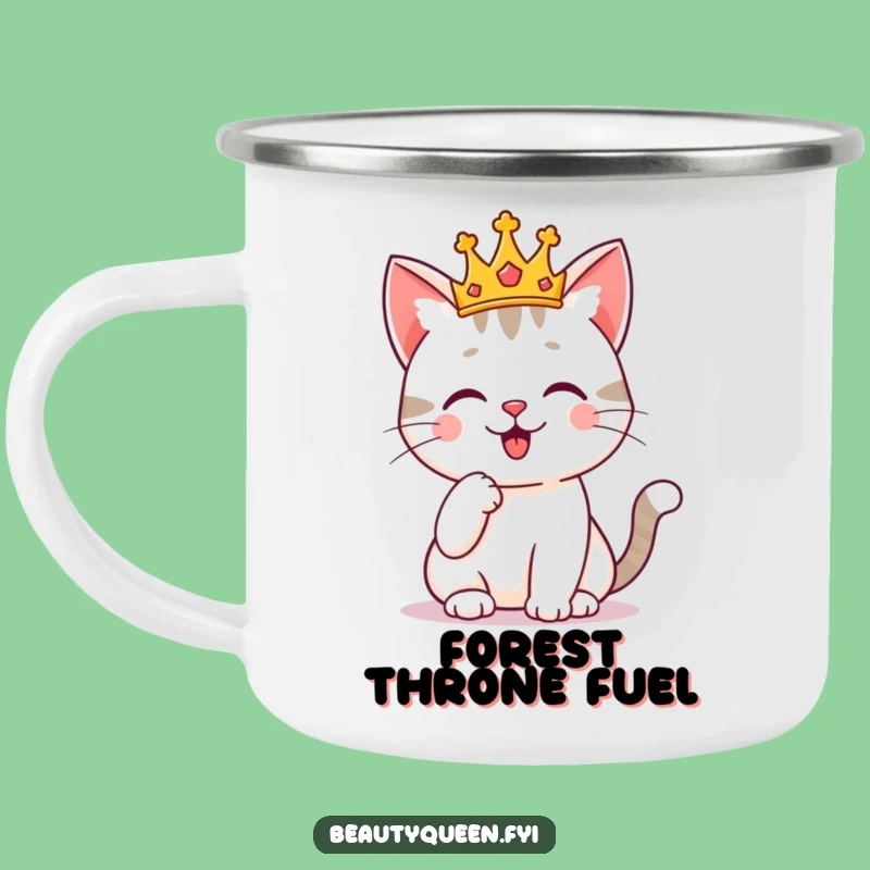 Funny Crowned Cat Camping Mug: Regal Sips in the Great Outdoors