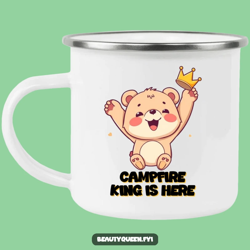 Funny Bear Cub Crown Camping Mug: Durable & Royal Drinkware Funny Gift