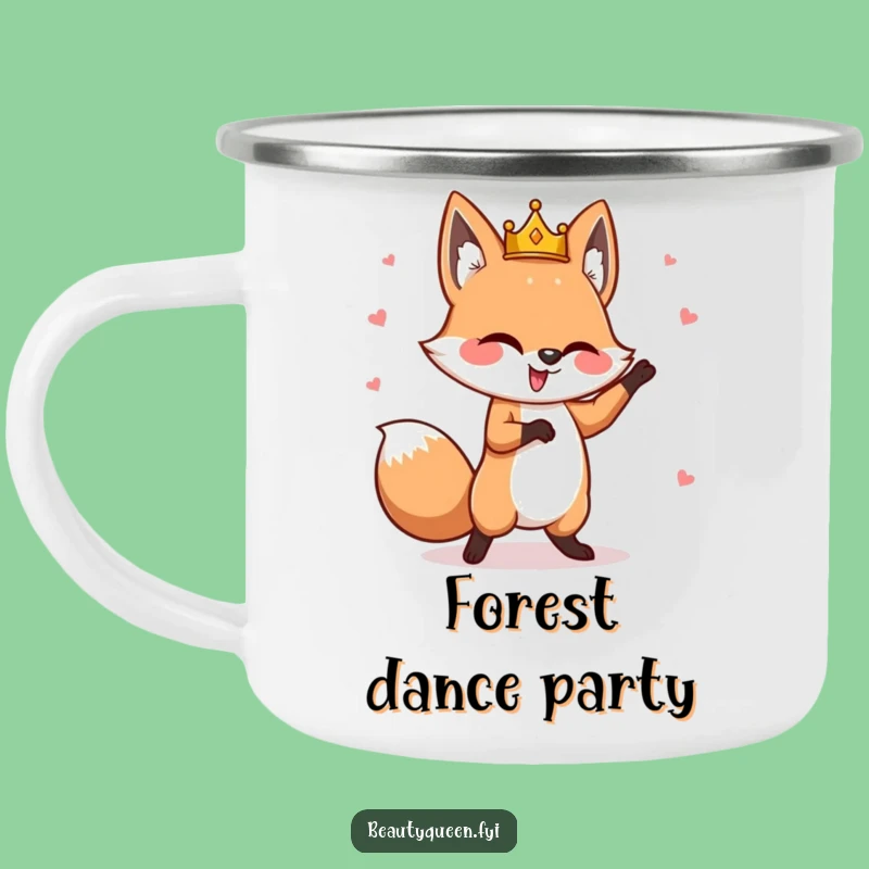 Funny Fox Camping Mug: Whimsical Dancer, Askew Crown, Outdoor Gift
