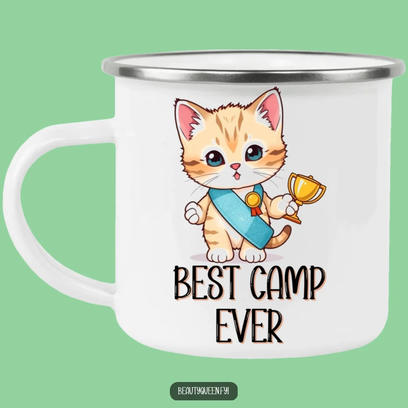 Funny Kitten Champion Camping Mug: Tiny Winner Trophy Adventure - Outdoor Gift