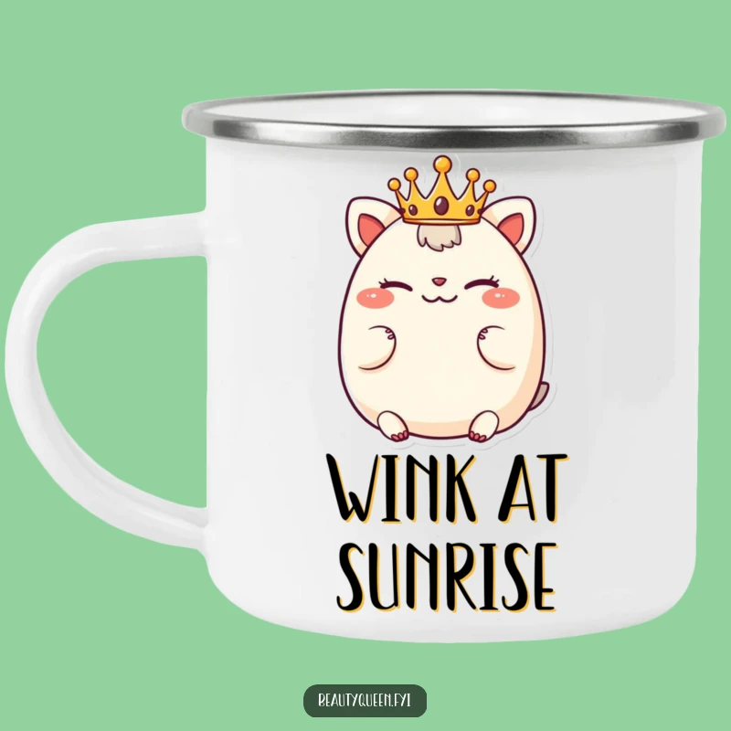 Funny Outdoor Chubby Animal Camping Mug - Playful Crown Adventure