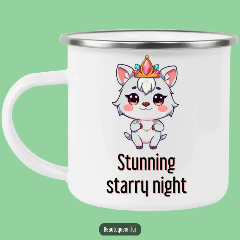 Funny Outdoor Crown Animal Camping Mug - Whimsical Jeweled Adventure