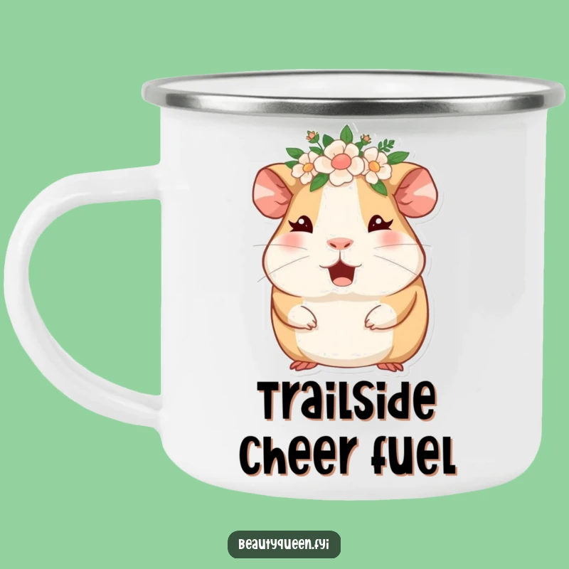 Funny Guinea Pig Floral Crown Camping Mug: Adorable Sips Outdoors