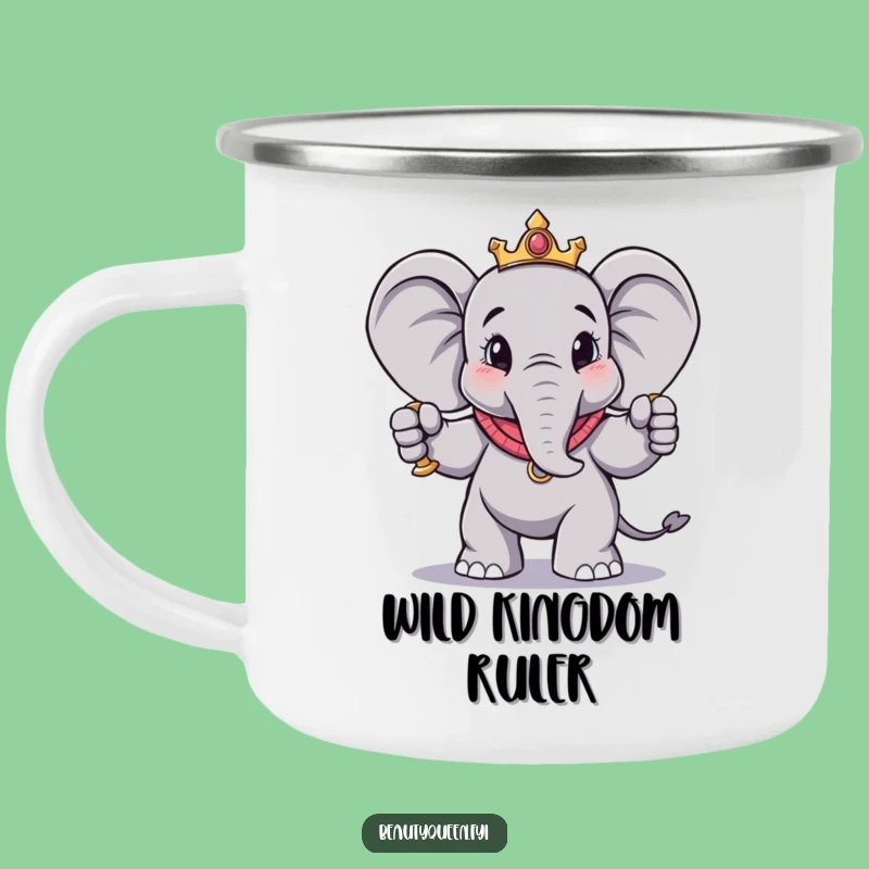 Funny Elephant Pose Camping Mug: Royal Scepter Outdoor Gift for Majestic Campfires