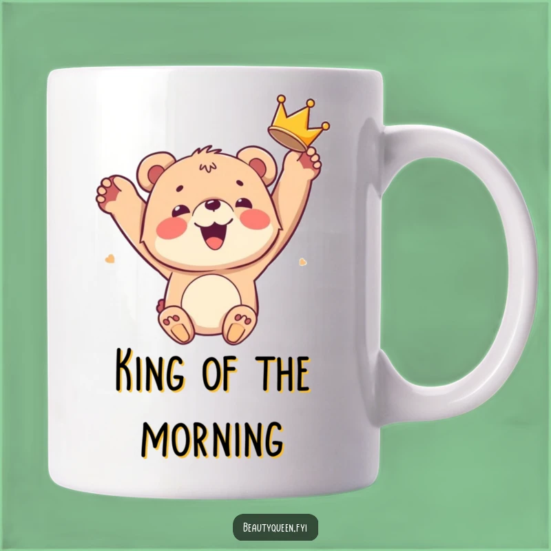 Funny Bear Cub Crown Mug: Joyful King Cub Celebration Funny Gift