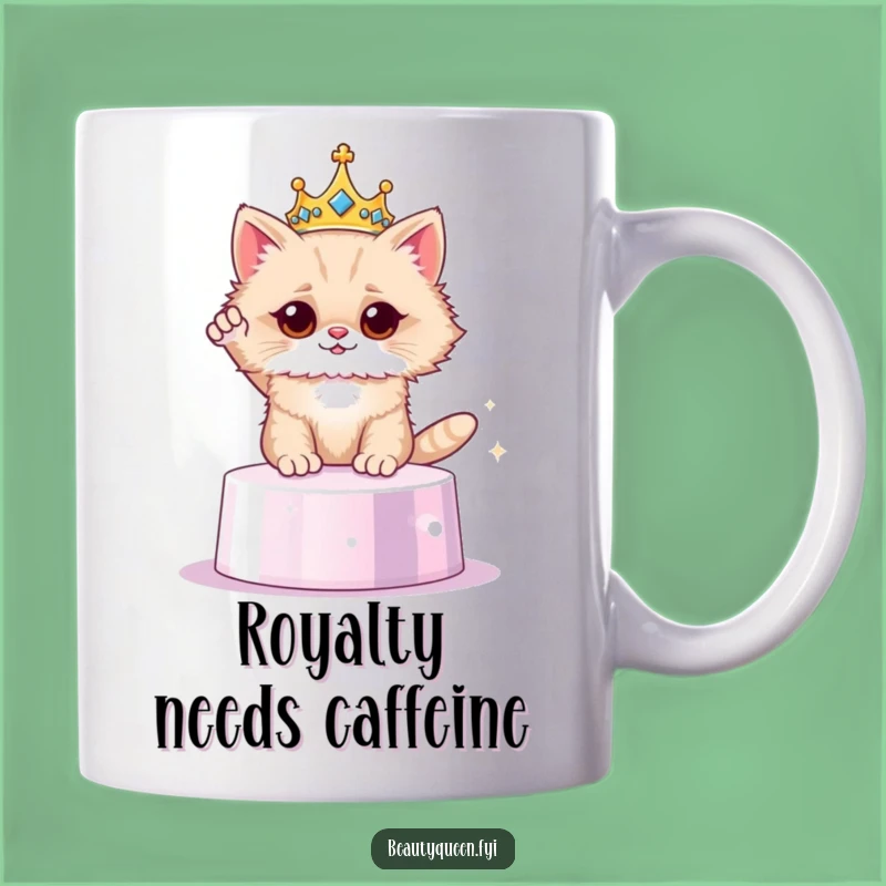 Funny Cat Crown Mug - Regal Feline Majesty Drinkware - Purrfectly Humorous Gift