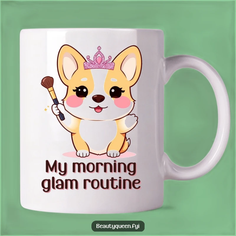 Funny Corgi Makeup Queen Mug: Adorable Blushing Dog Princess Gift