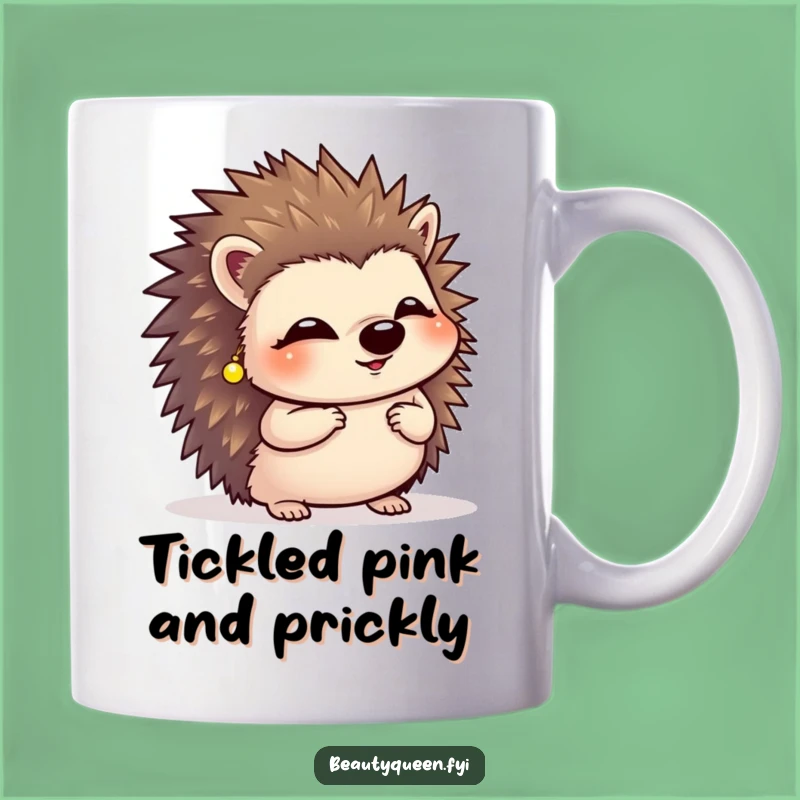Funny Giggling Hedgehog Mug: Adorable Tiny Earrings Curtsy Drinkware, Perfect Gift!