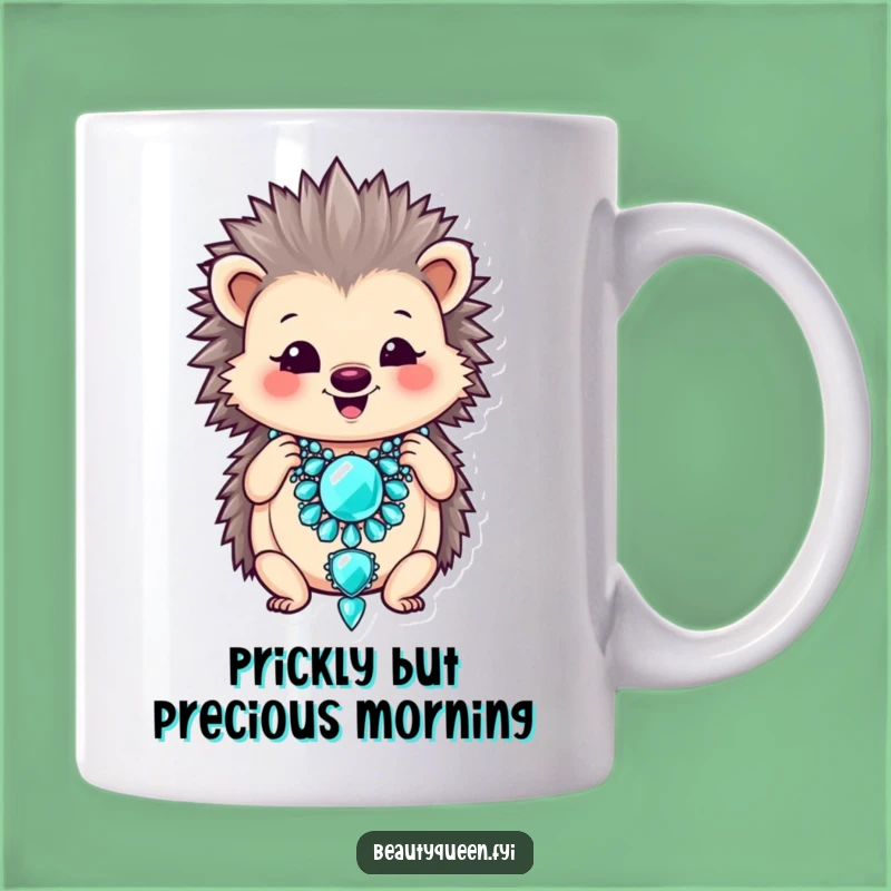 Funny Hedgehog Necklace Mug: Glamorous & Cute, Perfect Humorous Gift