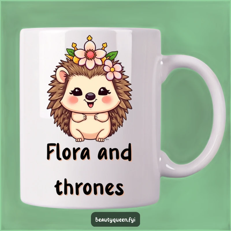 Funny Hedgehog Queen Mug: Happy Royal Flower Crown Gift