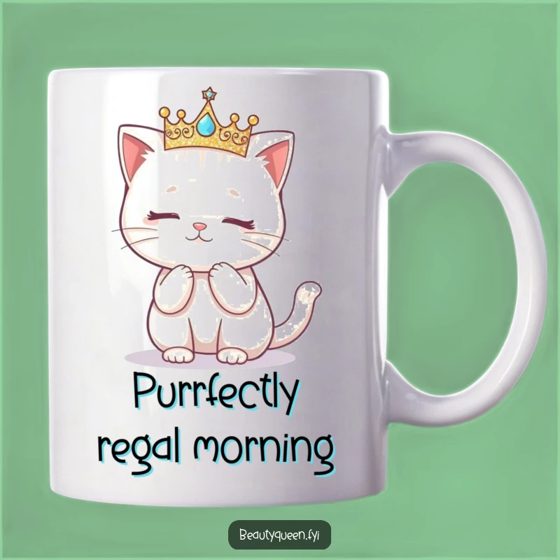 Funny Kawaii Cat Crown Curtsy Mug: Cute & Regal, Perfect Humorous Gift
