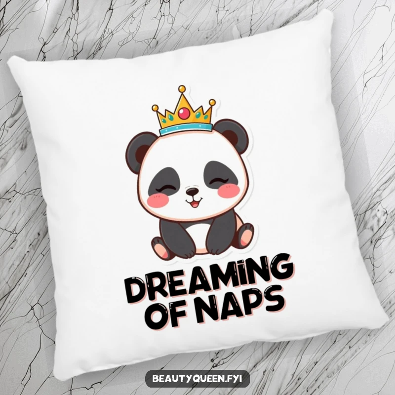 Funny panda tiara pillow, winking bear cushion, soft and cozy home decor, adding playful humor, a delightful funny gift.