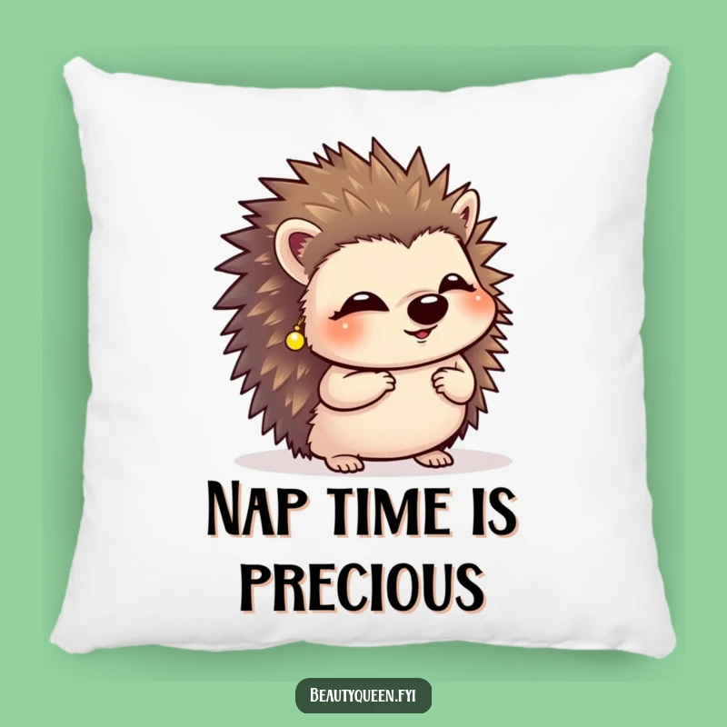 Funny Giggling Hedgehog Pillow: Cozy Curtsy Cushion with Tiny Earrings, Perfect Gift!