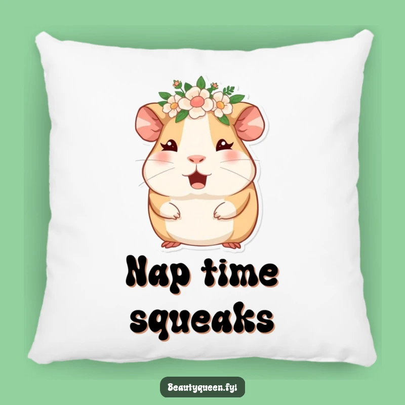 Funny Guinea Pig Floral Crown Pillow: Cozy Cuteness for Your Home