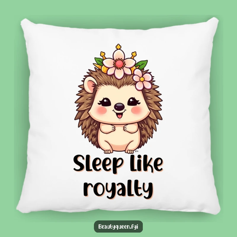 Funny Hedgehog Queen Pillow: Cozy Royal Flower Cushion Gift