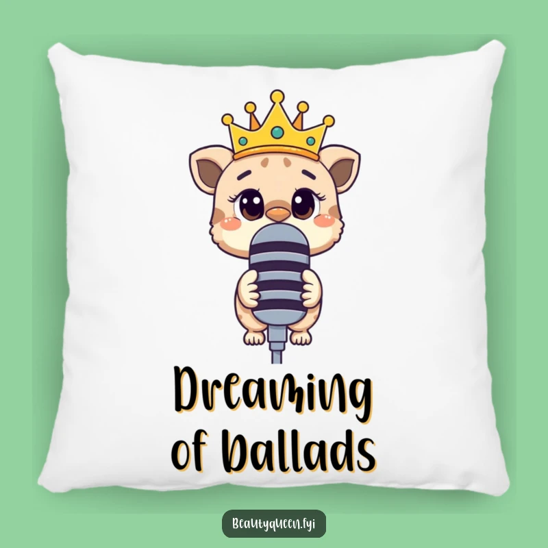 Funny Pillow: Curious animal crown askew microphone, cozy comfort for creators