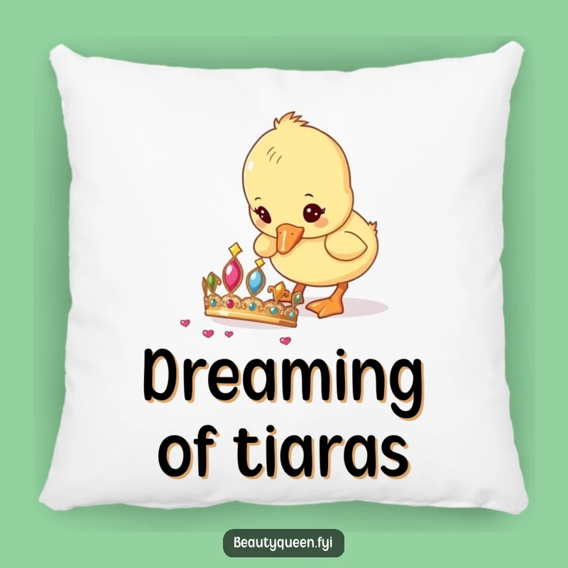 Funny Pillow: Duckling Pecks Tiara, Cozy & Hilarious Accent, Funny Gift!