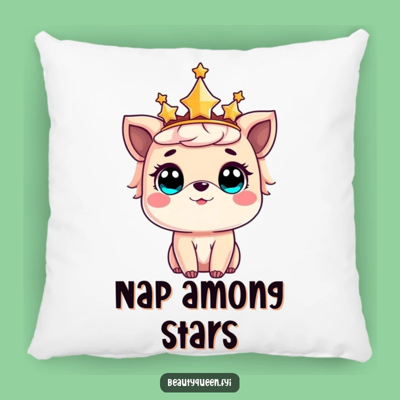 Funny Pillow: Star crowned animal amazed, cozy comfort filled with magic