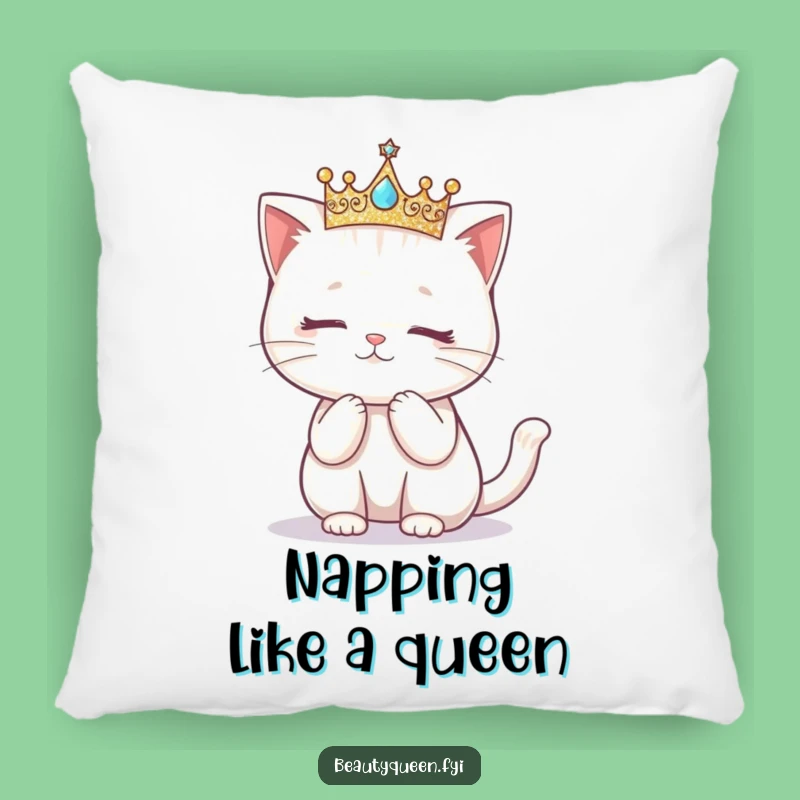 Funny Kawaii Cat Crown Curtsy Pillow: Soft Feline Comfort, Hilarious Gift