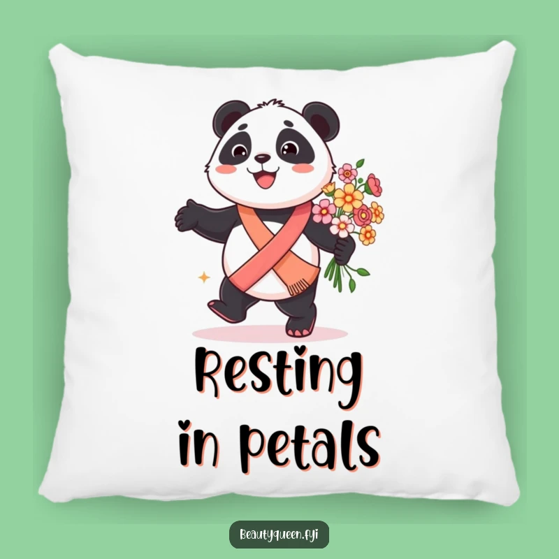 Funny Panda Pillow - Cozy Cushion, Prancing Flower Bear, Gift!