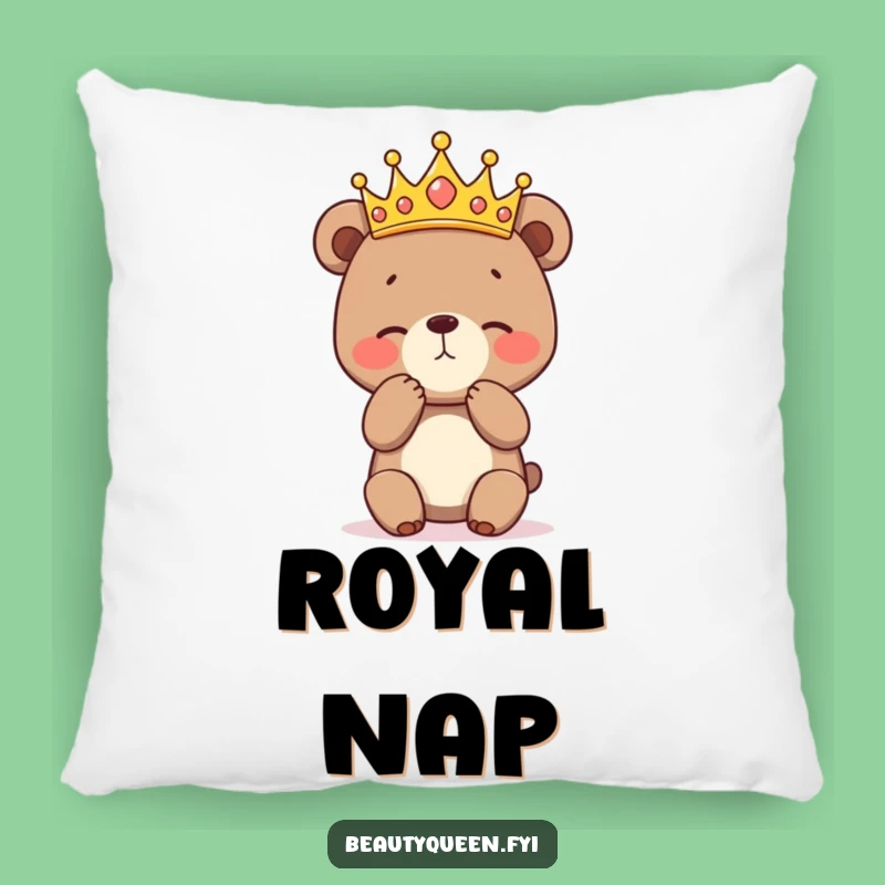 Funny Bear Cub Curtsey Pillow: Cozy Royal Cushion, Adorable Funny Gift!