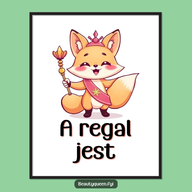 Funny Giggling Fox Digital Art: Triumphant Royal Print for Hilarious Wall Decor