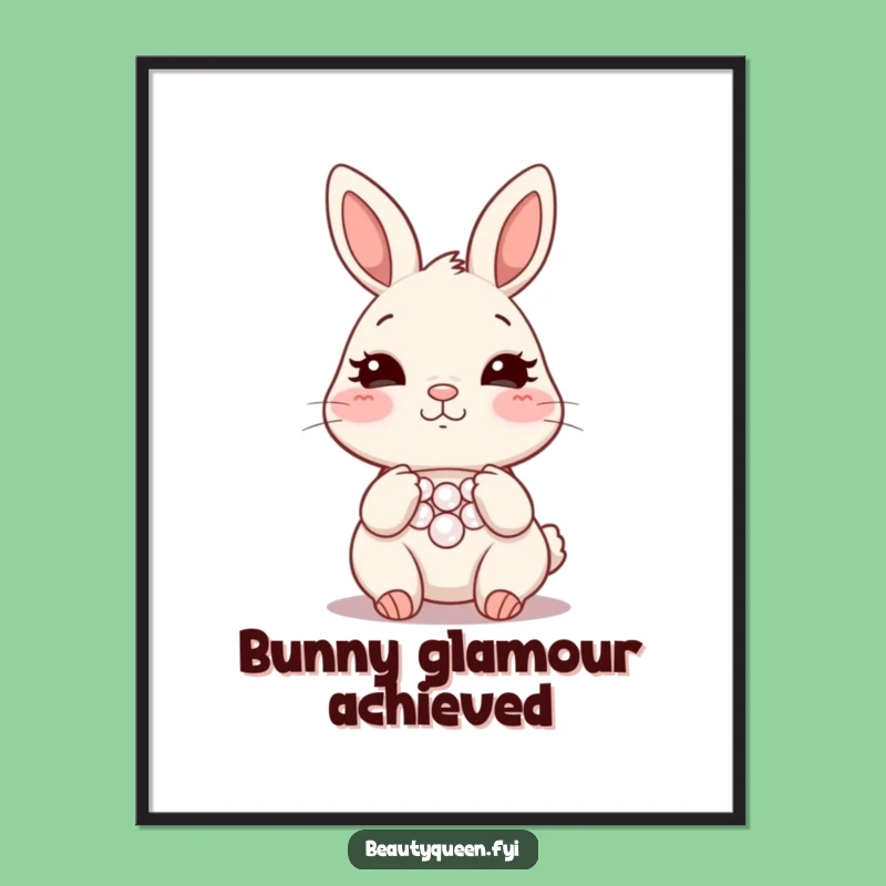Funny Bunny Necklace Digital Art - Blushing Rabbit Download - Instant Humorous Gift