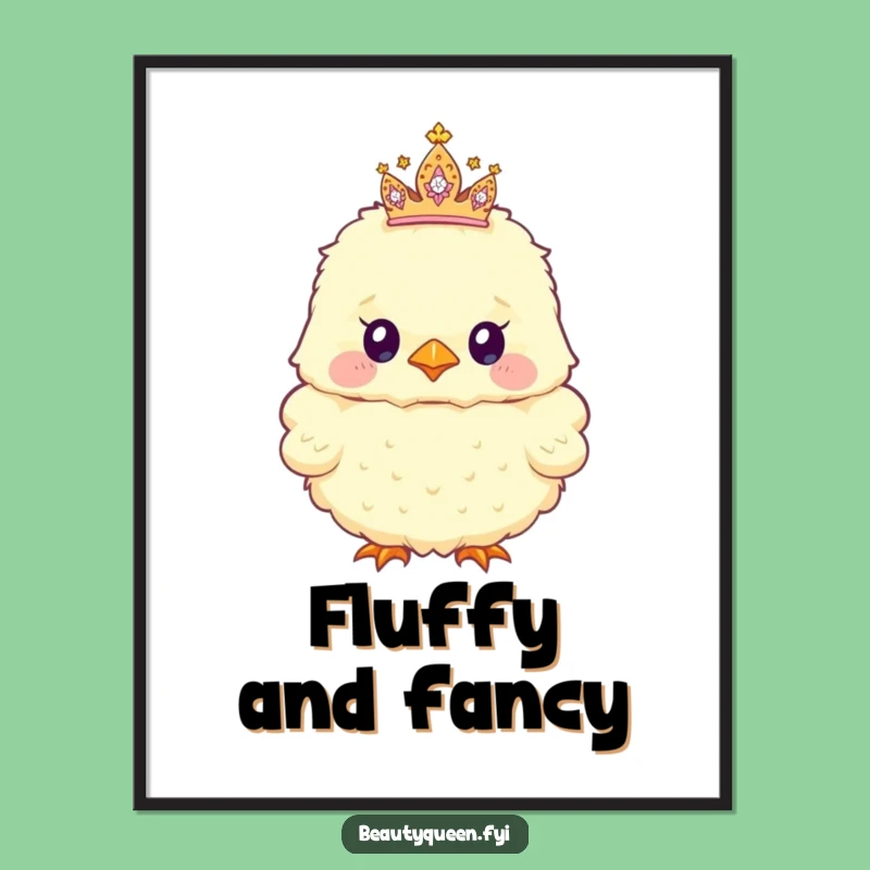 Funny Digital Art: Chick & Sparkly Tiara, Instant Cuteness, Funny Gift!