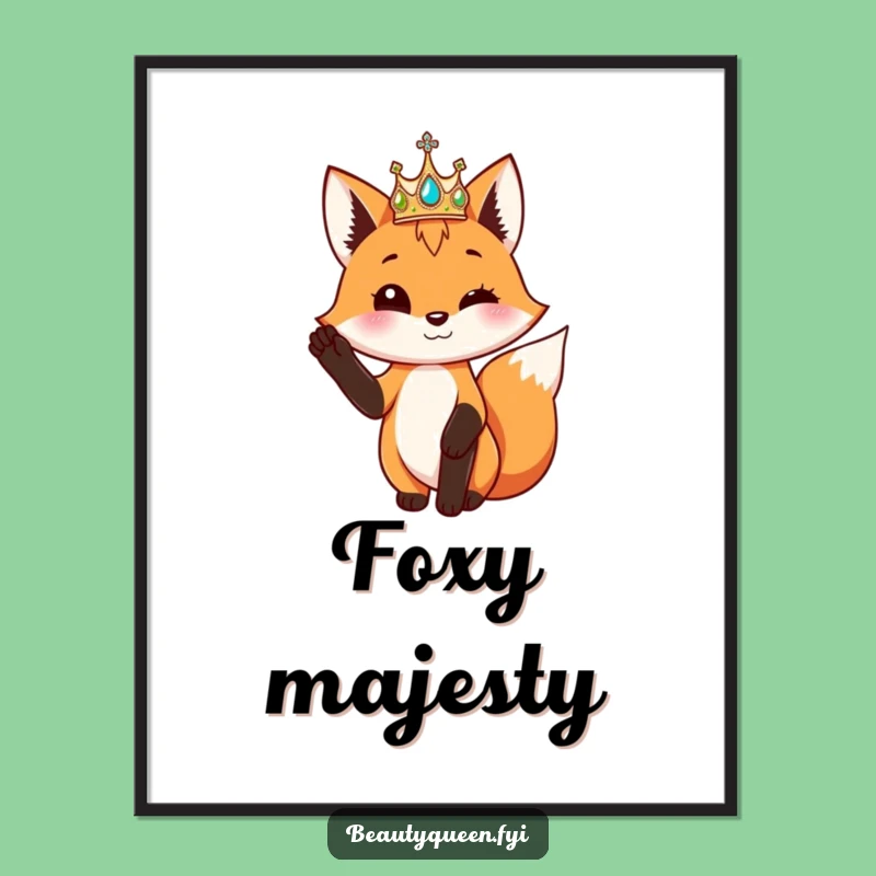 Funny Fox Royalty Digital Print: Crowned Art, Instant Funny Gift