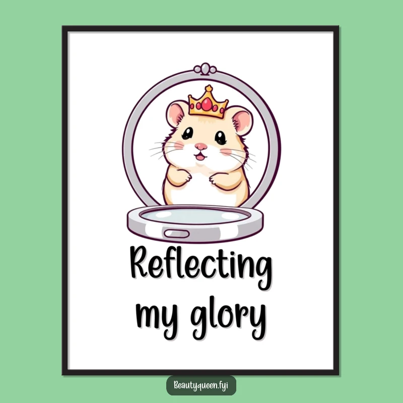 Funny Hamster Queen Digital Art: Adorable Royal Pet Print for Hilarious Wall Decor