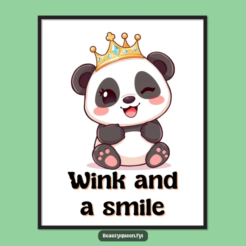 Funny Panda King Crown Digital Print: Instant Cute Panda Humor Art Gift