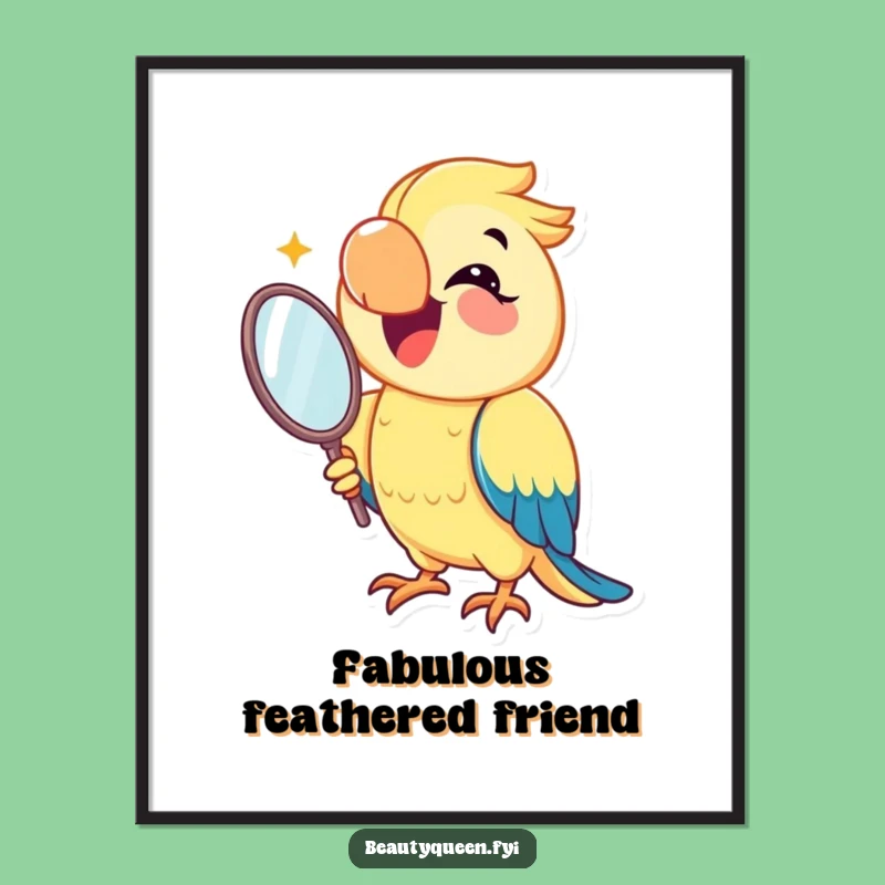 Funny Parrot Mirror Digital Art Print: Joyful Smile Instant Gift for Vibrant Decor