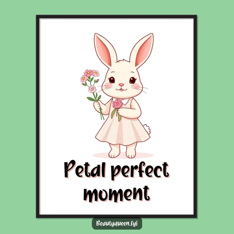 Funny Rabbit Sparkle Dress Art Print - Instant Whimsical Download Gift