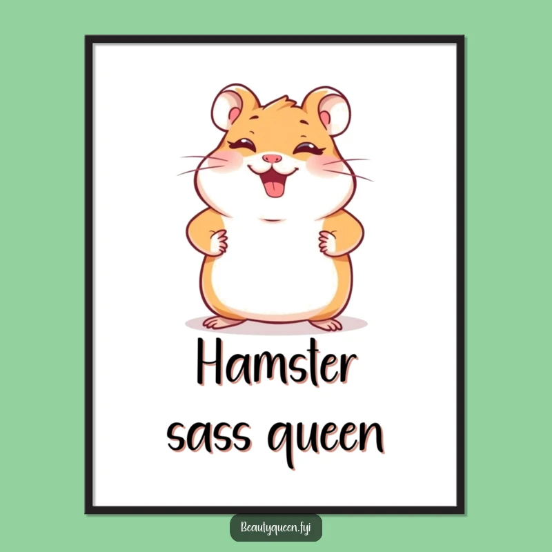 Funny Hamster Pose Digital Art Print: Giggling Paws Instant Gift for Joyful Decor