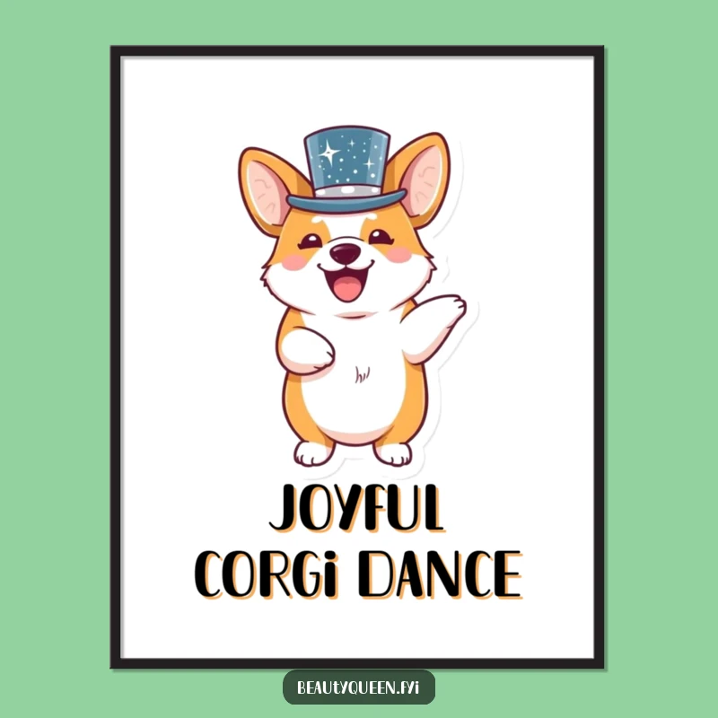 Printable Funny Corgi Art: Giggling Dog Digital Download, Humorous Gift