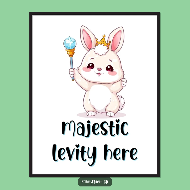 Funny Bunny Tiara Scepter Digital Print: Instant Enchantment for Your Space