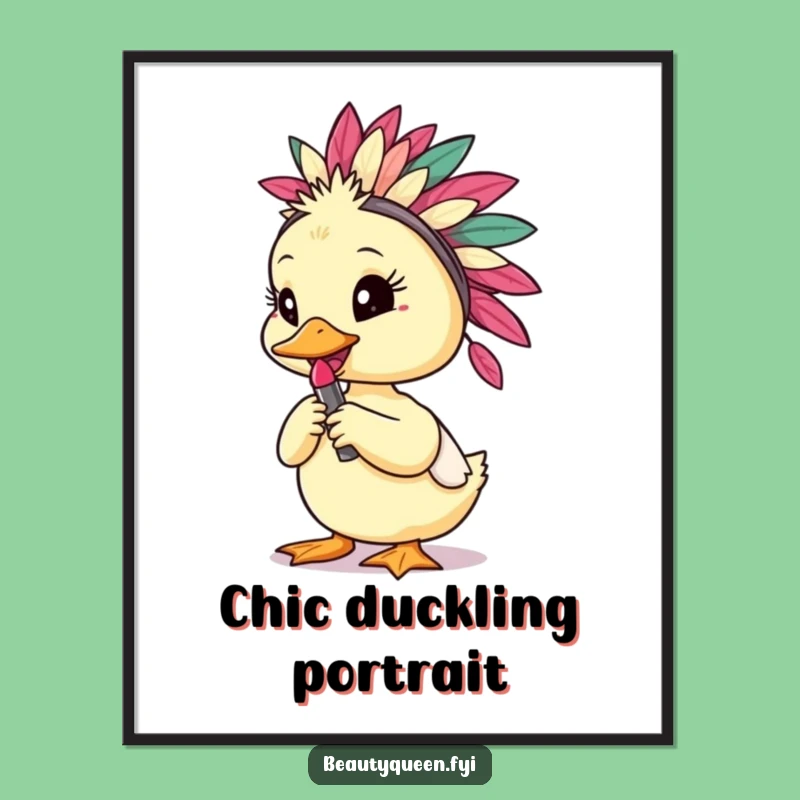 Printable Funny Duckling Art: Humorous Lipstick Bird Digital Download Gift