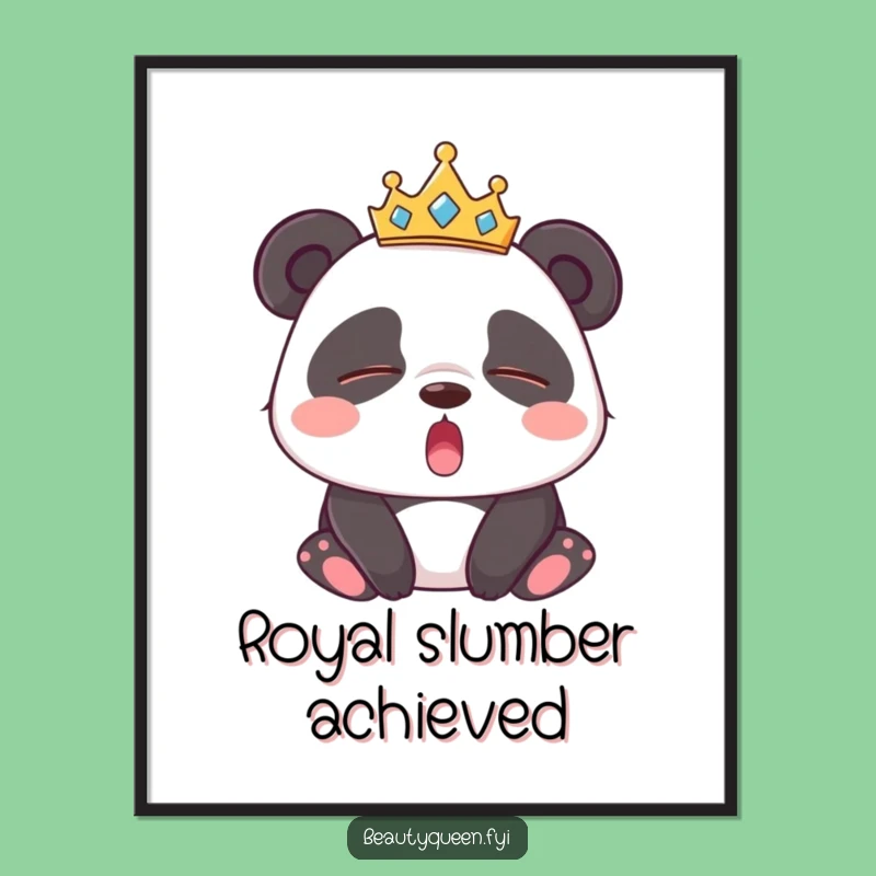 Funny Sleepy Panda Tiara Digital Art: Charming Print, Instant Hilarious Gift!