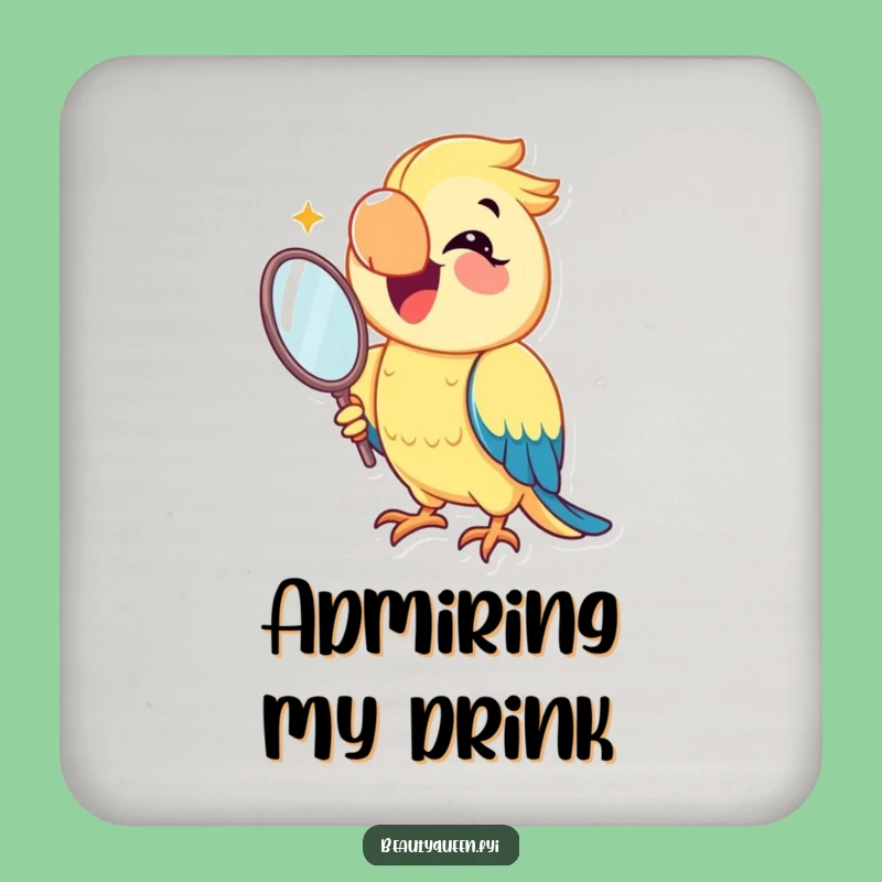 Funny Parrot Mirror Coaster Set: Dazzling Smile Gift for Vibrant Table Decor