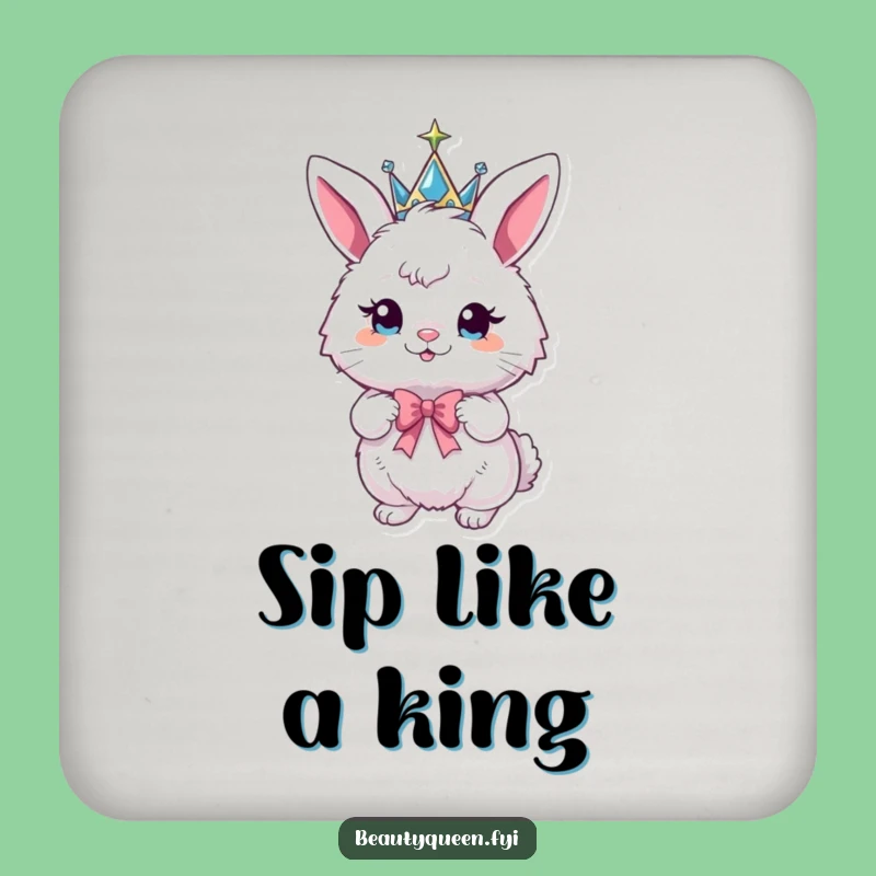 Funny Bunny Crown Coaster - Humorous Home Decor for Playful Royalty